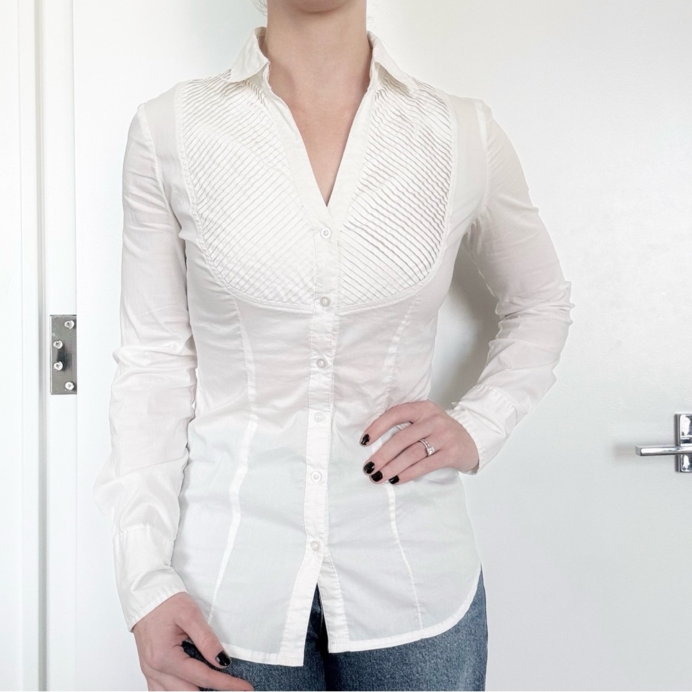 Forever 21 White Button Down Shirt Blouse Western Preppy Academia Classic